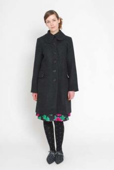 AW1112 WOOL MELANGE CAR COAT - BLACK - Other Image